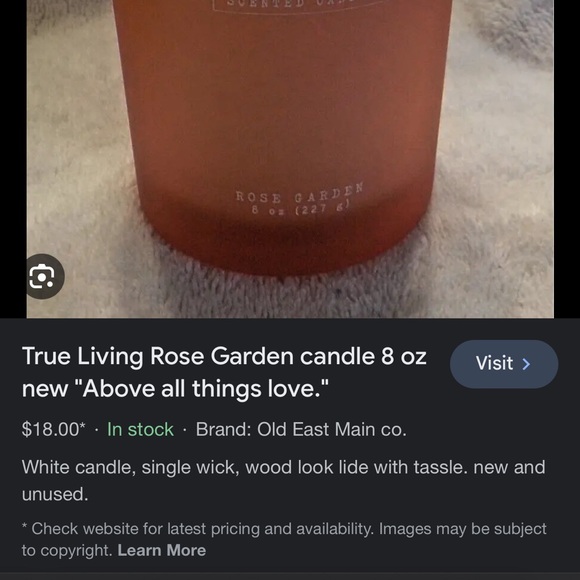Rose Candle “Above All Things Love” Rose Garden 8 oz 227 gram Never been lit. - Picture 6 of 6